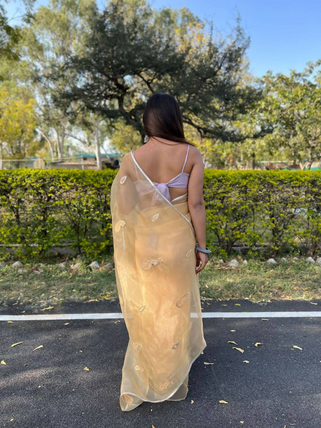 Vamsee Yellow Organza Saree | Grocsy