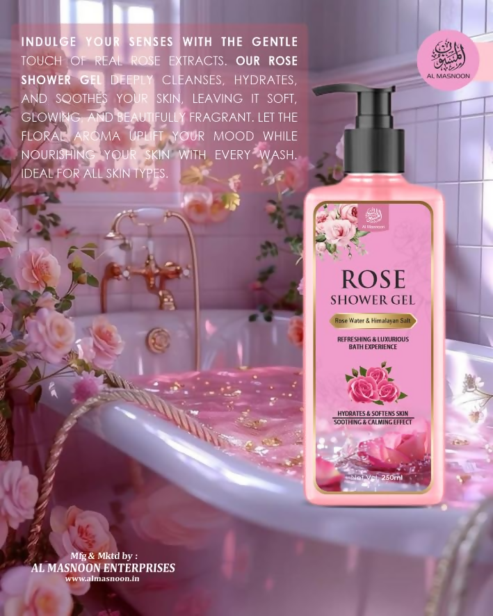 Al Masnoon Rose Shower Gel with Himalayan Pink Salt – Luxurious | Grocsy