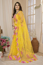 Partywear Designer Yellow Net Fancy Saree - Dyuti | Grocsy