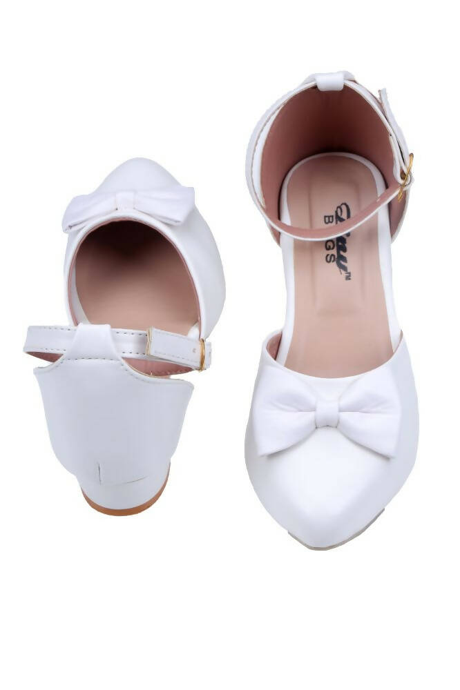 Tiny Bugs Girls Bow Embellished Ballerinas - White | Grocsy