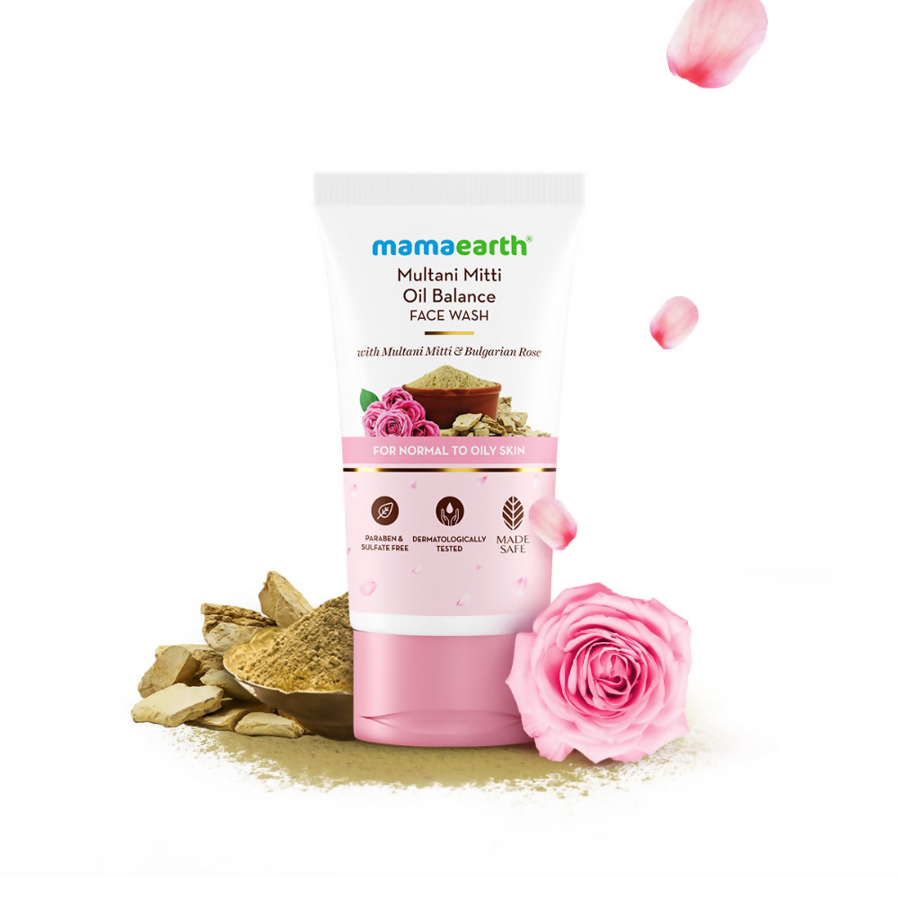 Mamaearth Multani Mitti Oil Balance Face Wash With Multani Mitti & Bulgarian Rose | Grocsy