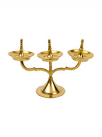 Spillbox Gold Toned Triple Lamp Diya Pooja Essentials | Grocsy