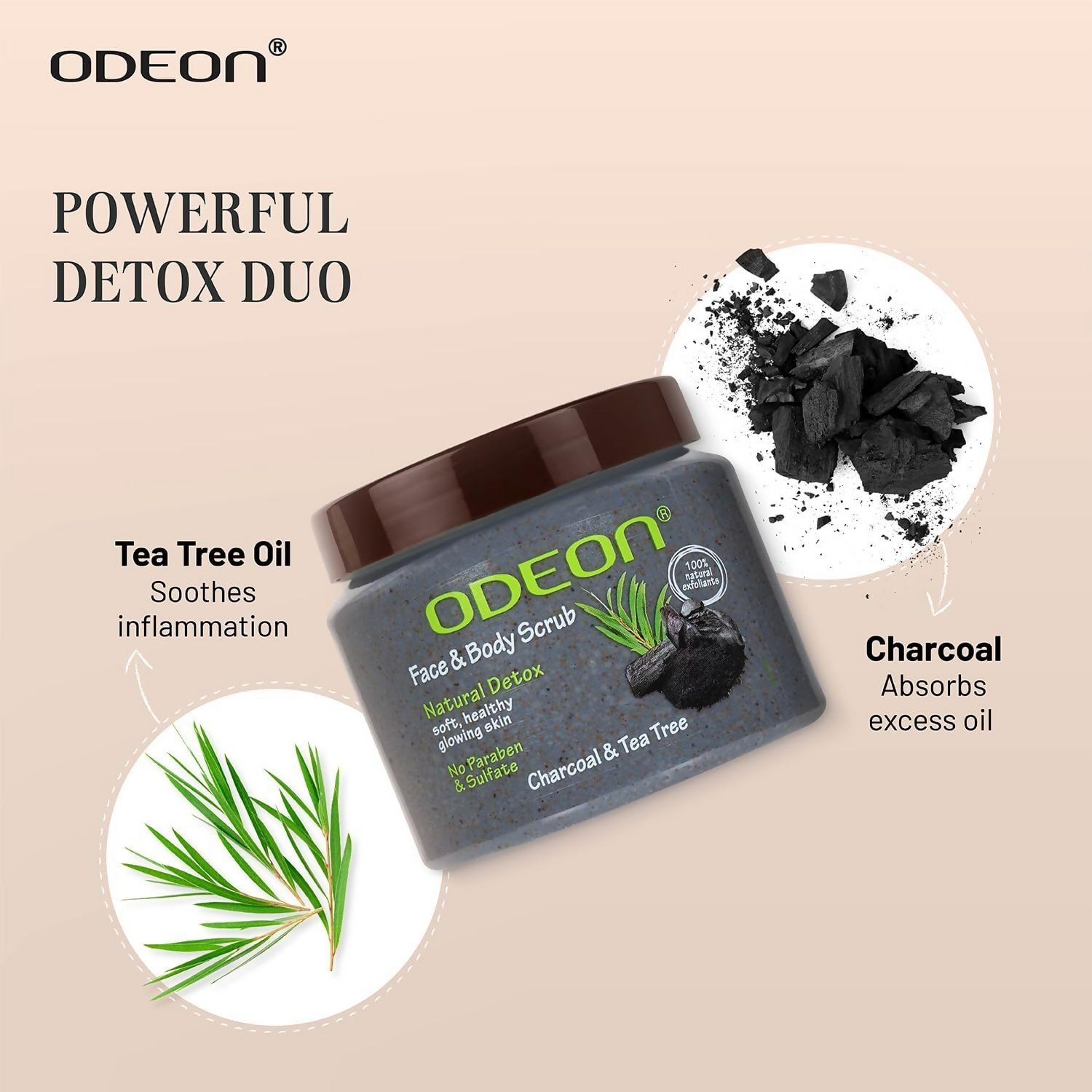 Odeon Charcoal & Tea Tree Oil Body Scrub | Grocsy