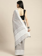 Shree Shyam Fashion Linen Grey Saree | Grocsy