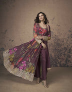 Vastranavya Georgette Digital Print With Sequence Embroidery Stitch Work Side Slit Abaya Style Suit | Grocsy