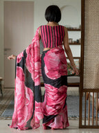 Suta Black Floral Pure Cotton Saree | Grocsy