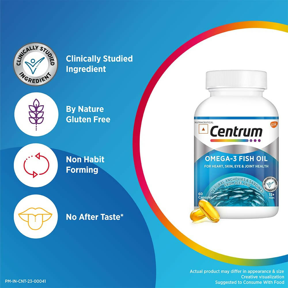 Centrum Omega-3 Fish Oil Capsules for 13 + Years | Grocsy