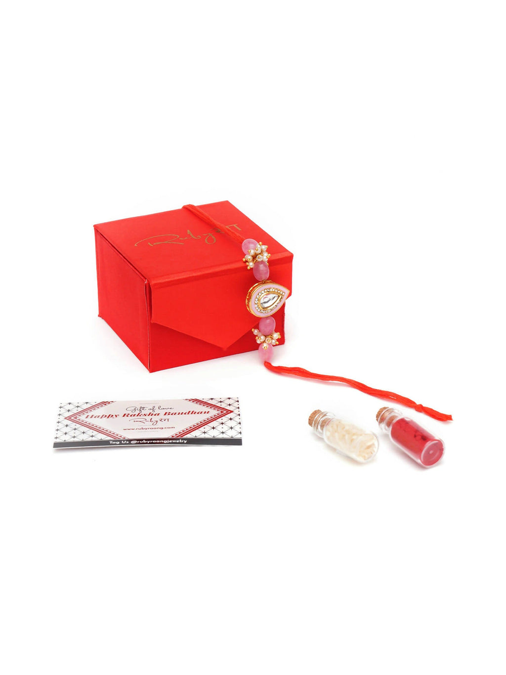 Designer kundan Rakhi - Ruby Raang | Grocsy