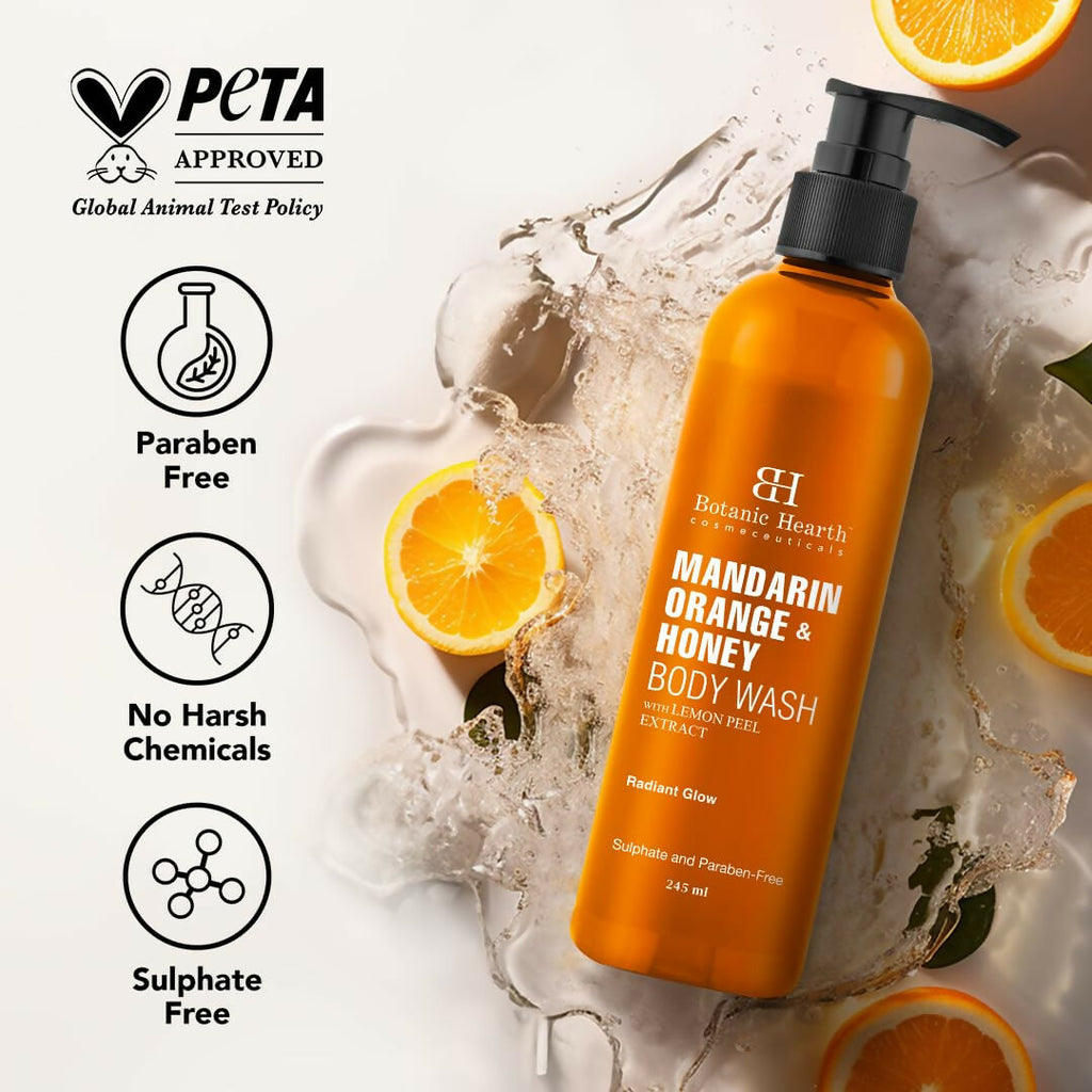 Botanic Hearth Mandarin Orange & Honey Body Wash with Lemon Peel Extract For a Radiant Glow | Grocsy