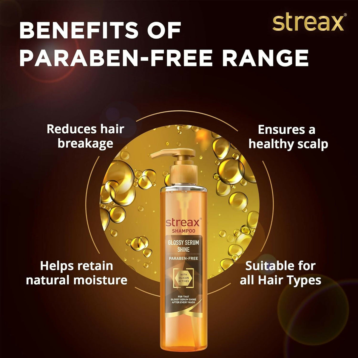 Streax Glossy Serum Shine Shampoo with Silicon Actives For Frizzy and Dry Hair | Grocsy