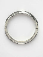 NVR Women's Silver-Toned German Silver Peacock Design Oxidised Kada Bangle
