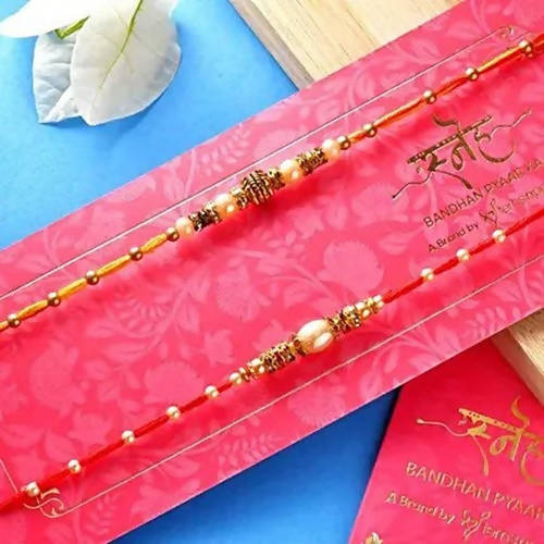 2 Beads Pearl Rakhis & Dry Fruits | Grocsy