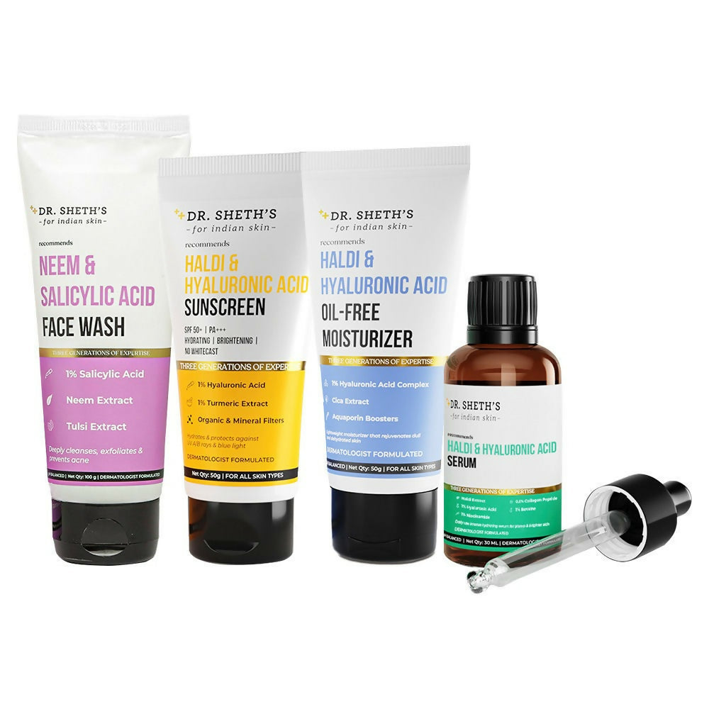 Dr. Sheth's CSMS (Cleanser, Serum, Moisturizer, Sunscreen) Glow Combo | Grocsy