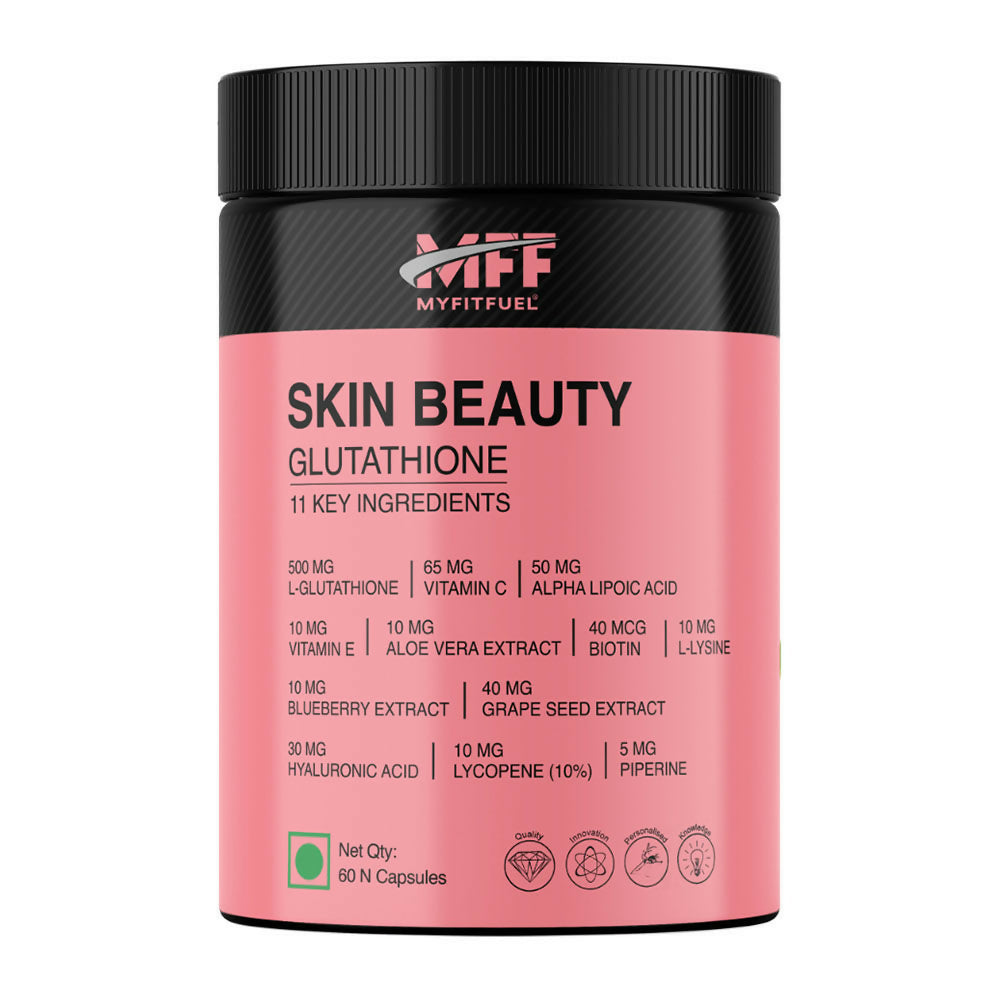 MyFitFuel Skin Beauty Glutathione + Lycopene, Vitamin C & E, Hyaluronic Acid, Biotin Capsules | Grocsy