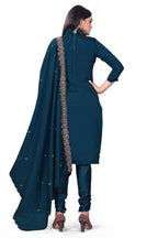 Blue Silk Embroidered with Sequins work Unstitched Dress Material - Tanvi | Grocsy