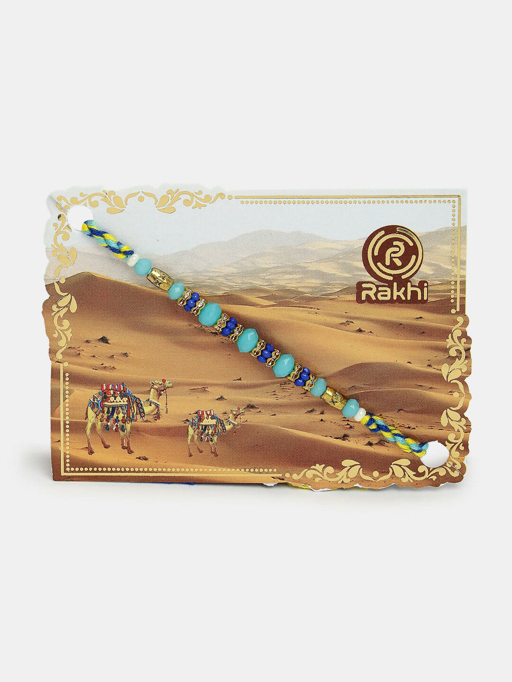 NVR Women & Men Set of 4 Blue Evil Eye Charm Rakhi With Roli Chawal | Grocsy