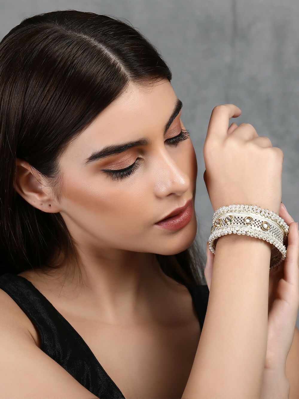 Joban Fashion Women White Beads Style Silver Tone Bangle | Grocsy