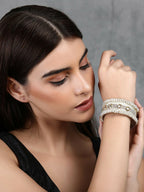 Joban Fashion Women White Beads Style Silver Tone Bangle | Grocsy