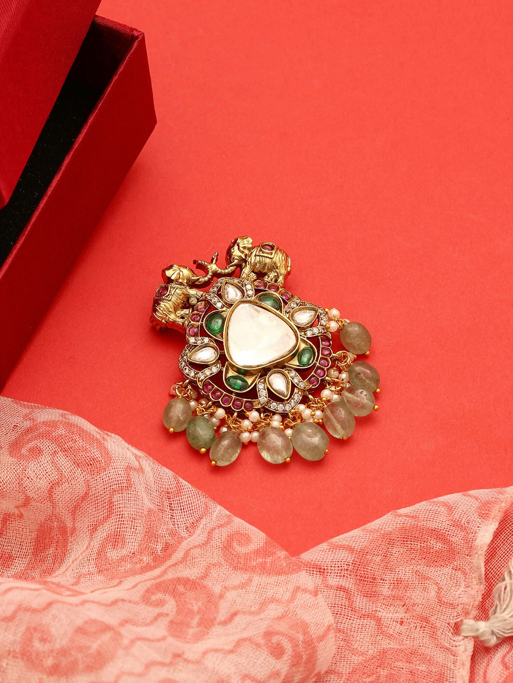 Ruby Raang Mint Emerald Brooch | Grocsy