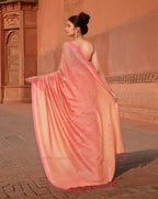 Joban Fashion Women Peach Trendy Cotton Saree | Grocsy
