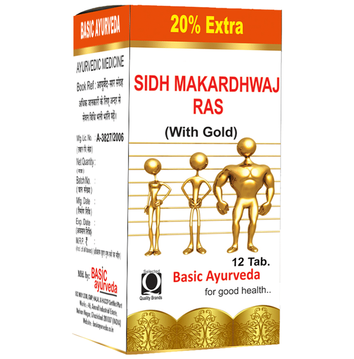 Basic Ayurveda Sidh Makardhwaj Ras with Gold | Grocsy
