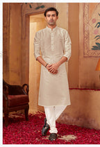 Joban Fashion Light Grey Art Silk Kurta Pyjama | Grocsy