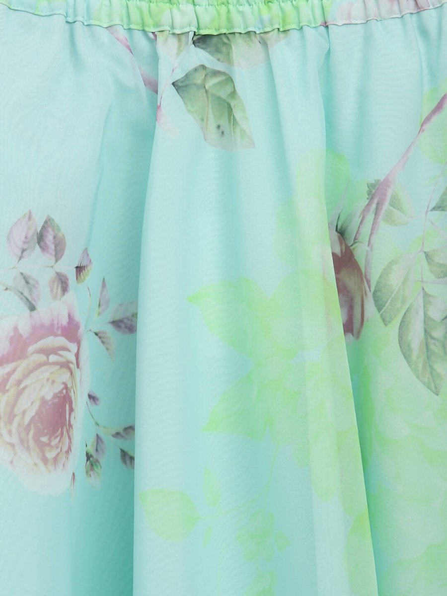 Ahalyaa Aqua Blue Organza Printed Lehenga Choli For Kids For Girls | Grocsy