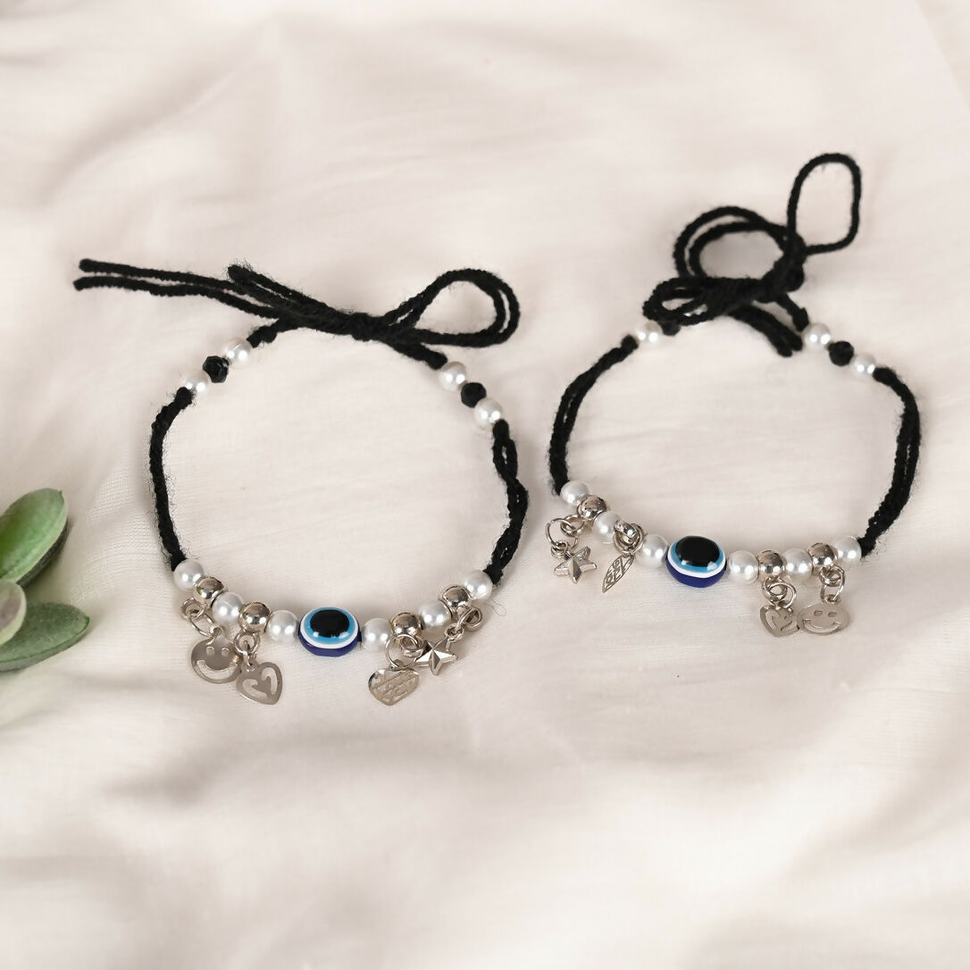 NVR Women Set of 2 Evil Eye Adjustable Anklet | Grocsy