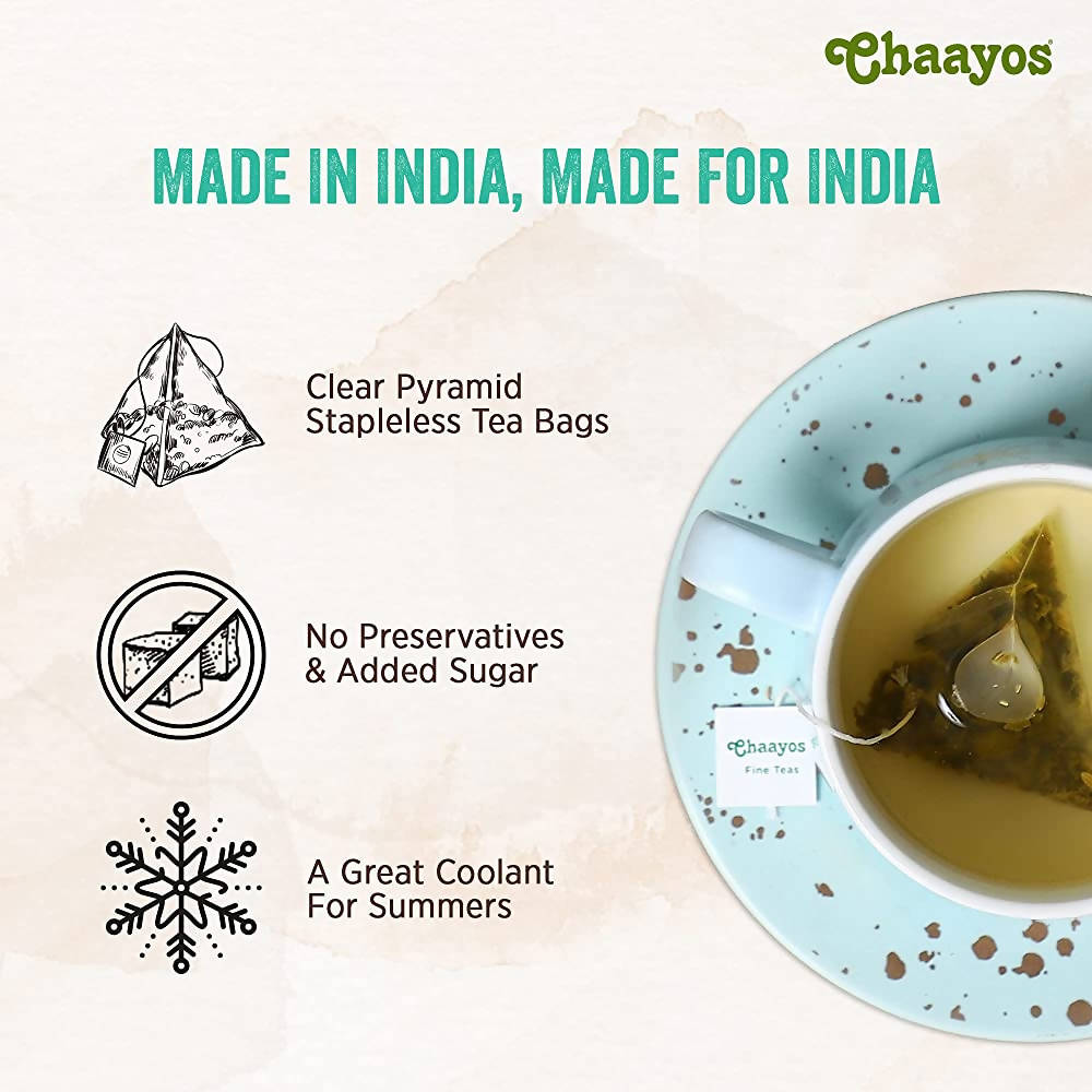 Chaayos Mint Saunf Green Tea Bags | Grocsy