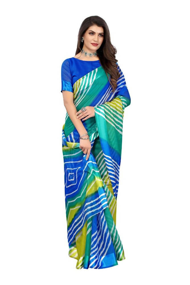 Vamika Blue Linen Satin Border Saree | Grocsy
