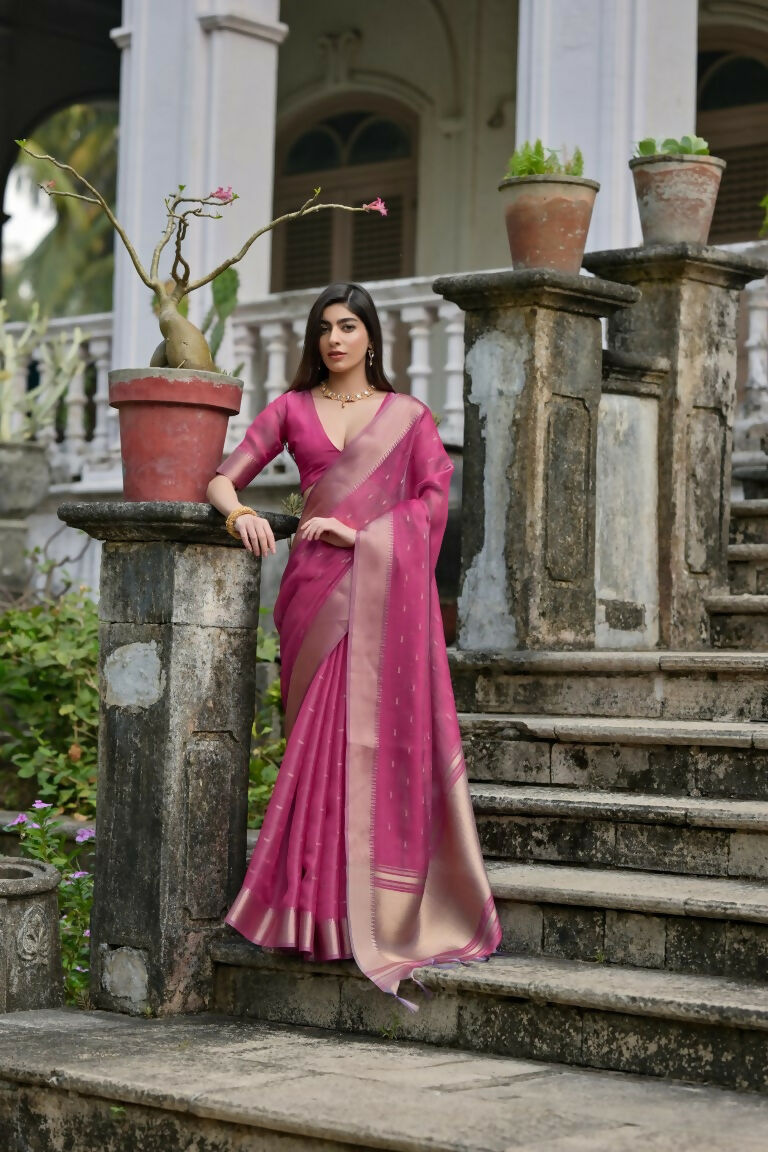 Pink Kalyani Silk Woven Design Saree - Priyalaxmi | Grocsy