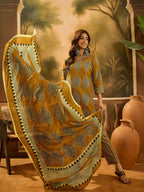 Joban Fashion Printed Mustard Pure Cotton Kurta Set | Grocsy