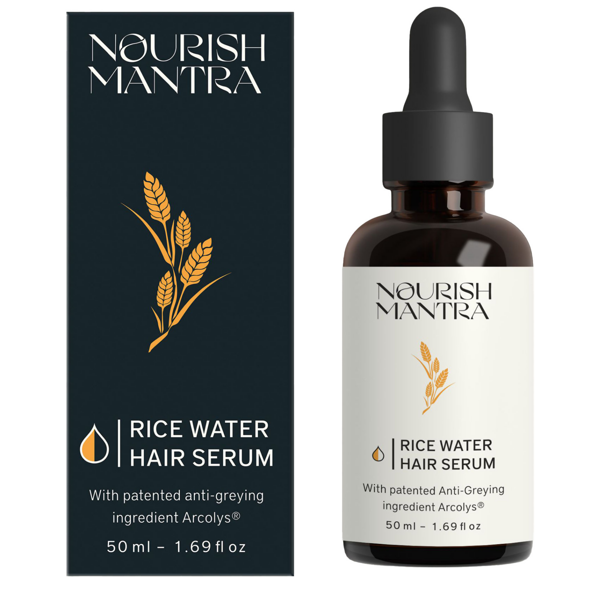 Nourish Mantra Anti-Greying Hair Serum With Rice Water & Arcolys to Stop Premature Hair Greying | Grocsy
