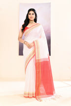 Piyari Fashion Women's White Embellished Cotton Blend Jamdani Saree | Grocsy