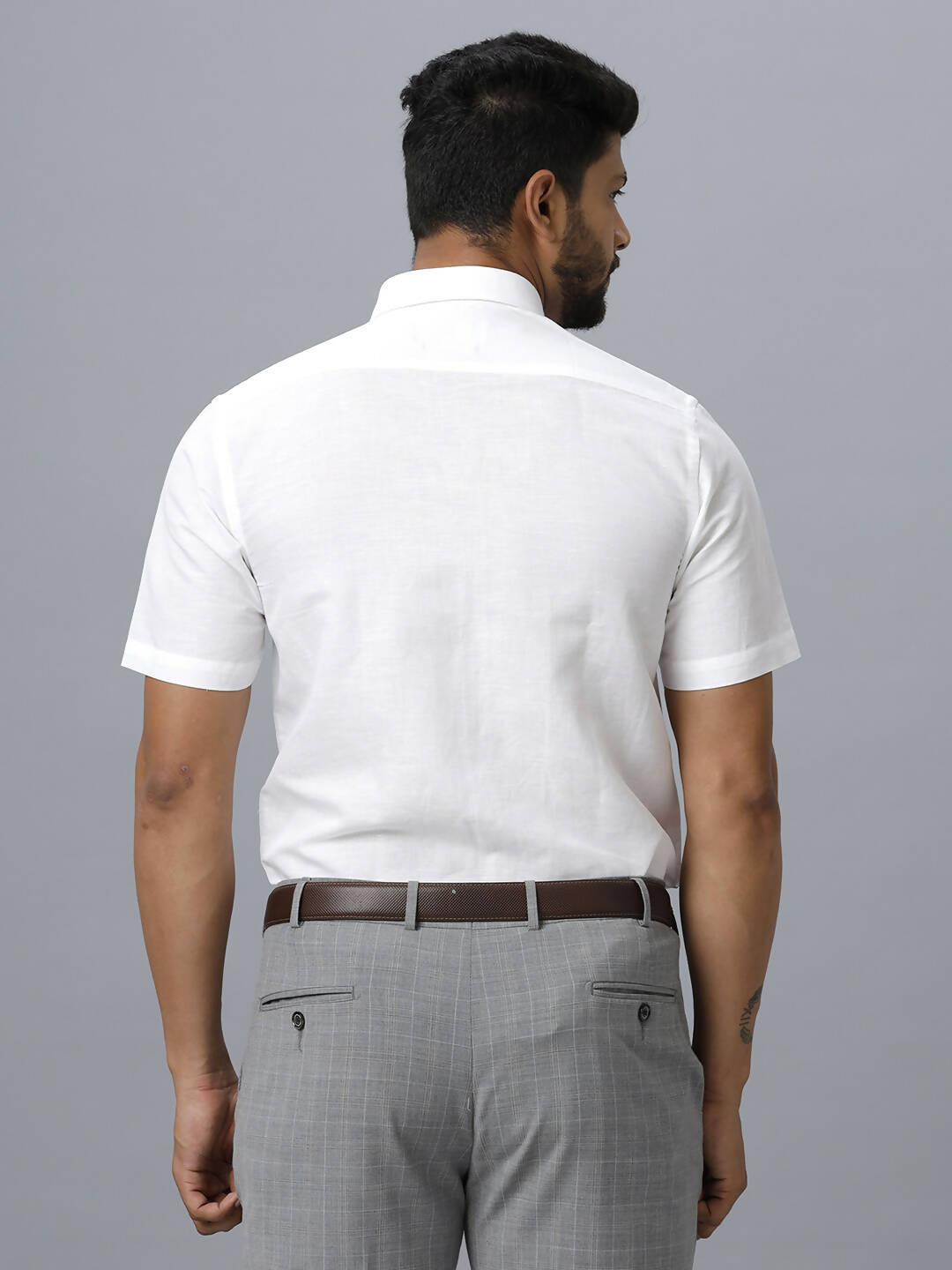 Ramraj Cotton Mens Half Sleeve White Shirt Plus Size - Justice White | Grocsy