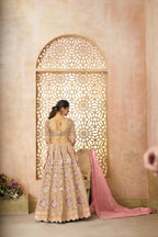 Kesar Fab Chiku Banarasi Silk Embroidered Lehenga | Grocsy