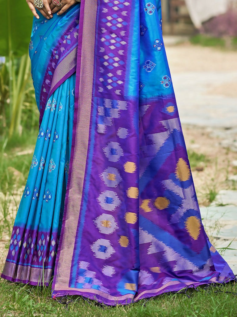 Shree Shyam Fashion Blue Soft Silk Saree | Grocsy