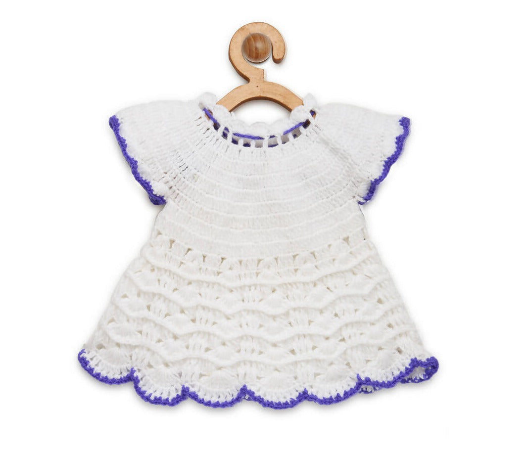 Chutput Kids Cute Design White Coloured Solid Frock | Grocsy