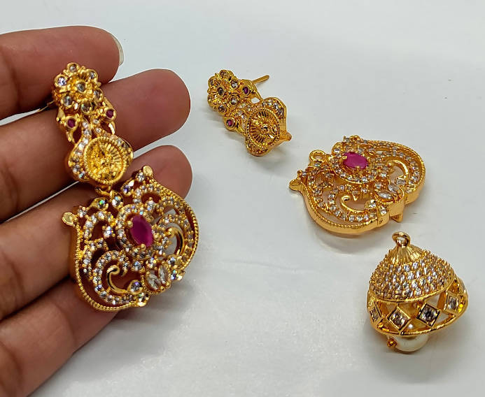 Designer Temple 4 in 1 Earrings | Grocsy