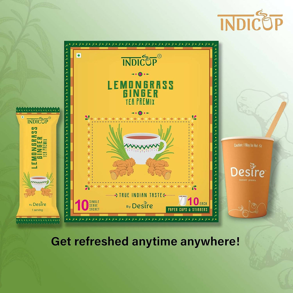 Indicup Lemongrass Ginger Tea Instant Premix | Grocsy