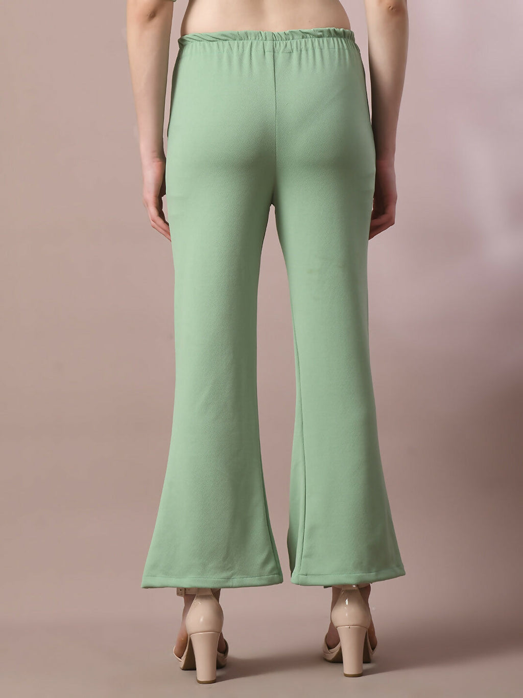 Myshka Women's Sea Green Solid Party Parallel Trousers | Grocsy