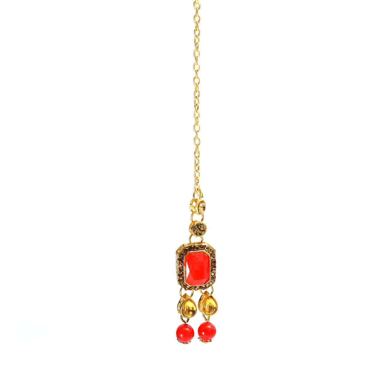 Mominos Fashion Johar Kamal Gold-Polished Brass Finish Kundan/Pearls Choker For Women (Red) | Grocsy