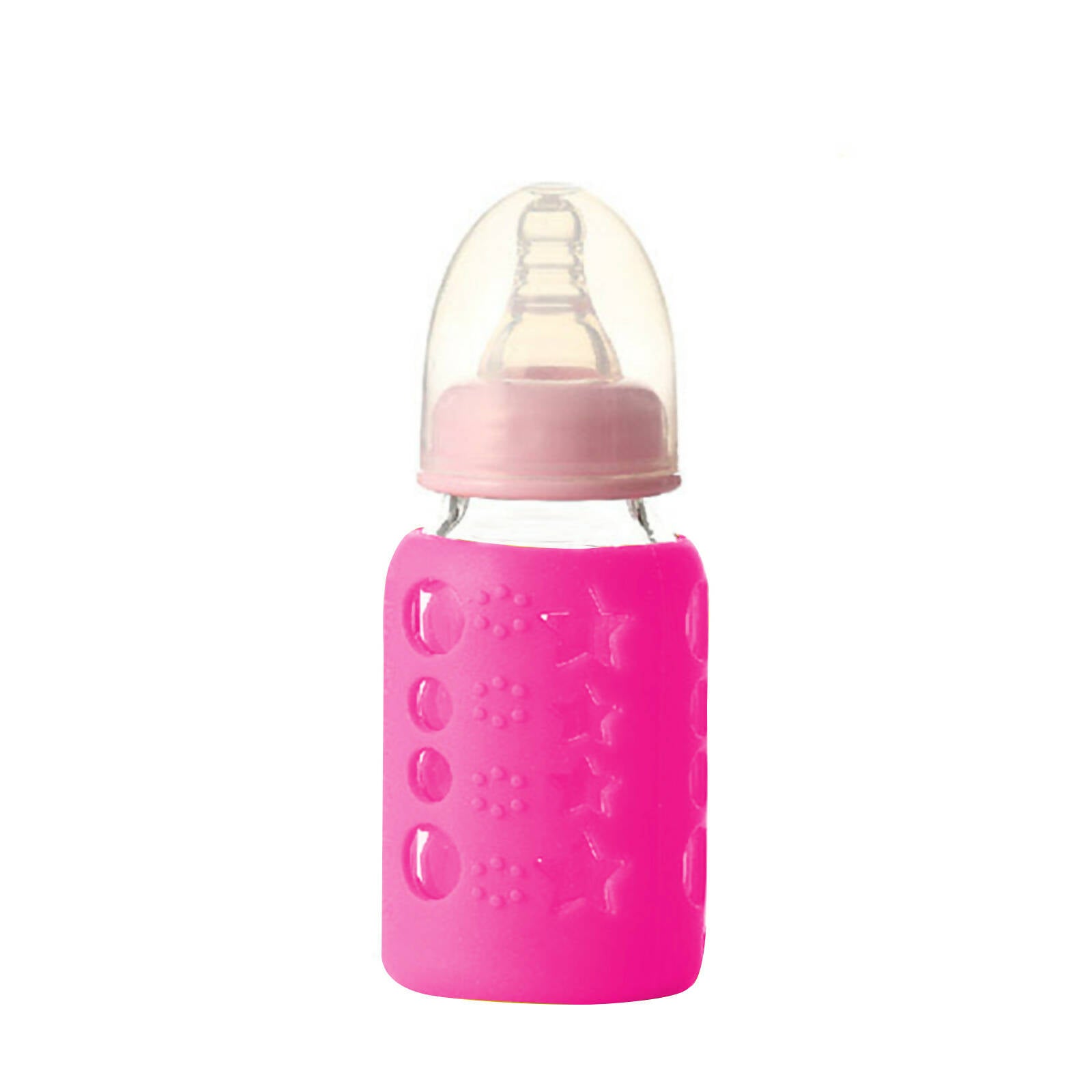 Safe-O-Kid Silicone Baby Feeding Bottle Cover Cum Sleeve for Insulated Protection 120mL- Pink | Grocsy