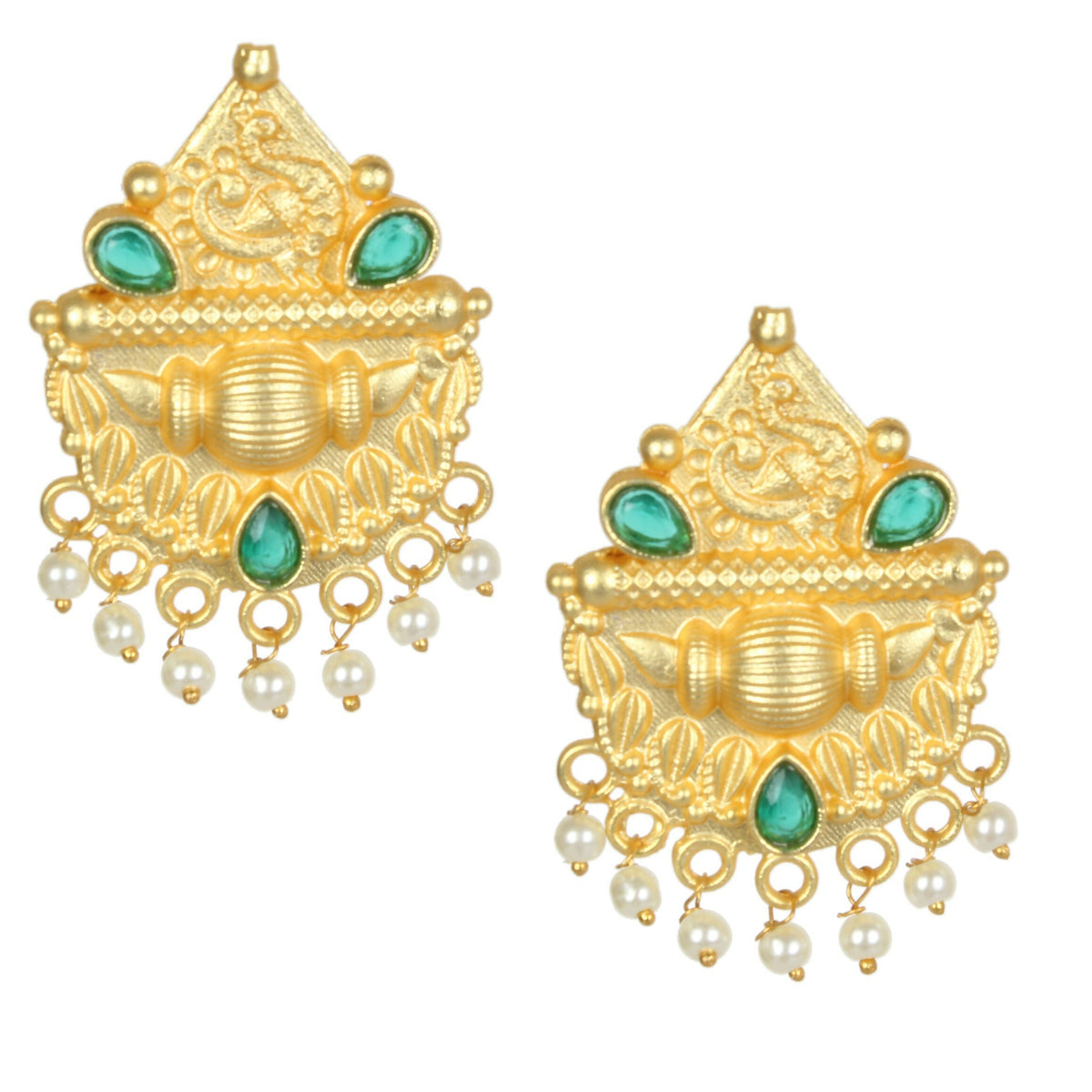 Joban Fashion Women Matte Gold Brass Earrings | Grocsy
