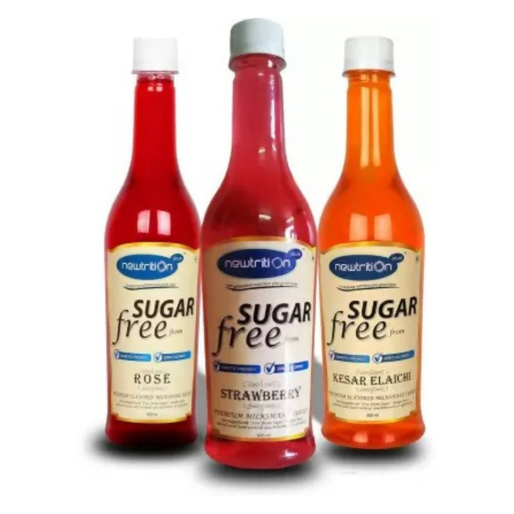 Newtrition Plus Sugar Free Rose + Strawberry +Kesar Elaichi Syrup | Grocsy
