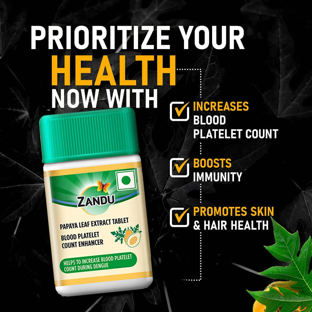 Zandu Papaya Leaf Extract Tablets | Grocsy
