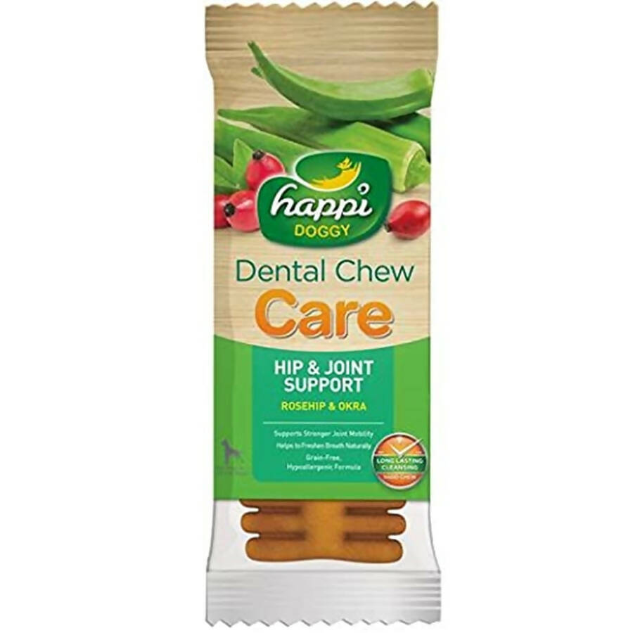 Happi Doggy Dental Chew Care Hip & Joint Support Rosehip & Okra | Grocsy