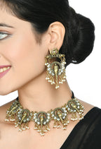 Mominos Fashion Johar Kamal Oxidised Gold-Polished Ganesha Design Necklace Choker Set | Grocsy