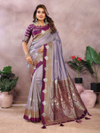 Aastha Fashion Lavender Silk Sarees Weaving Saree | Grocsy