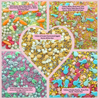 Confect Easter Sprinkles Edible | Mix Parrot Green, Yellow, Pink, White and Silver Pearls & Stars Pack of 5 (EAST 7) - 100Gms | Grocsy